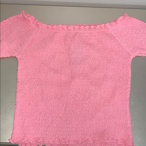 Pink off the shoulder cropped top